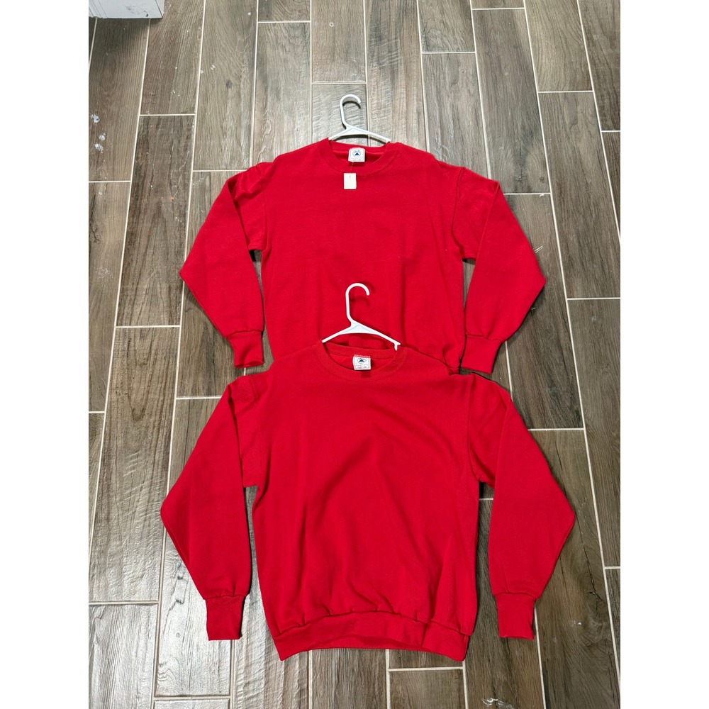 Vintage Delta Red Crewneck Sweatshirt Lot of 2 Mens Large Blank USA 50/50